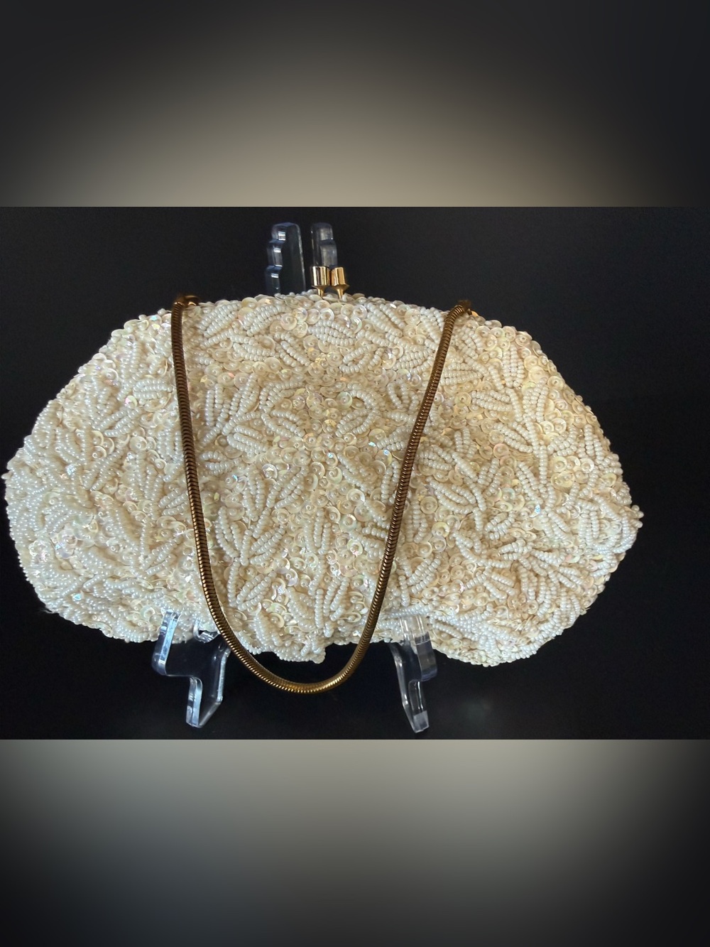 Vintage Beaded Clutch Pearl Sequin Hong Kong Bridal Evening Bag